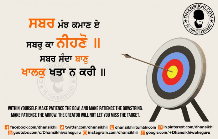 Gurbani Quotes - Sabar Manjh Kamaan Eae